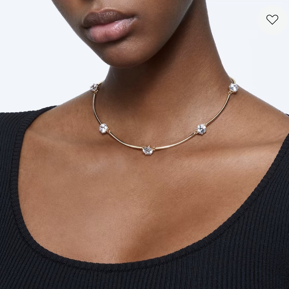 Gold Plated Round Cut Chocker Necklace With Extender